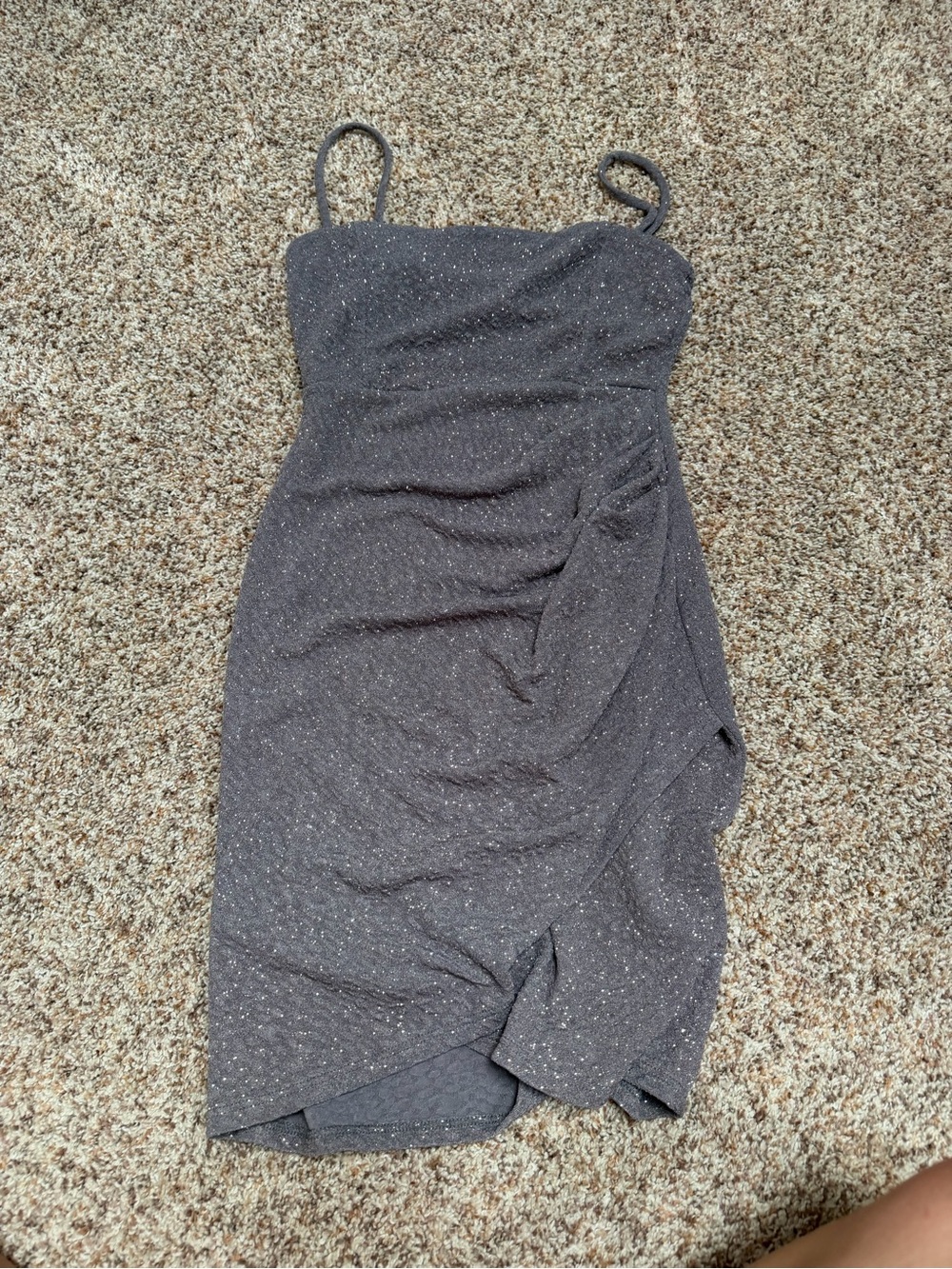 Windsor Charcoal Sparkle Ruched Mini Dress